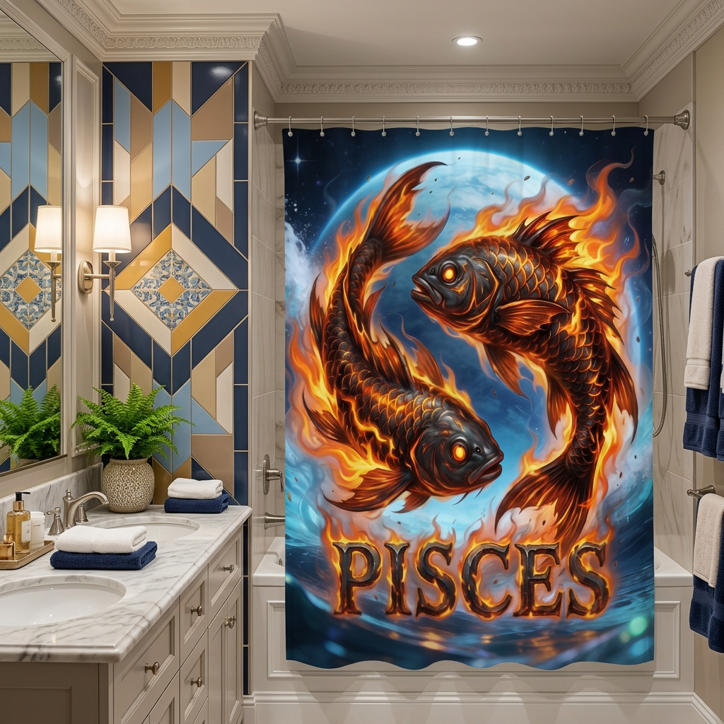 Copycat-Creations Pisces Zodiac Shower Curtain