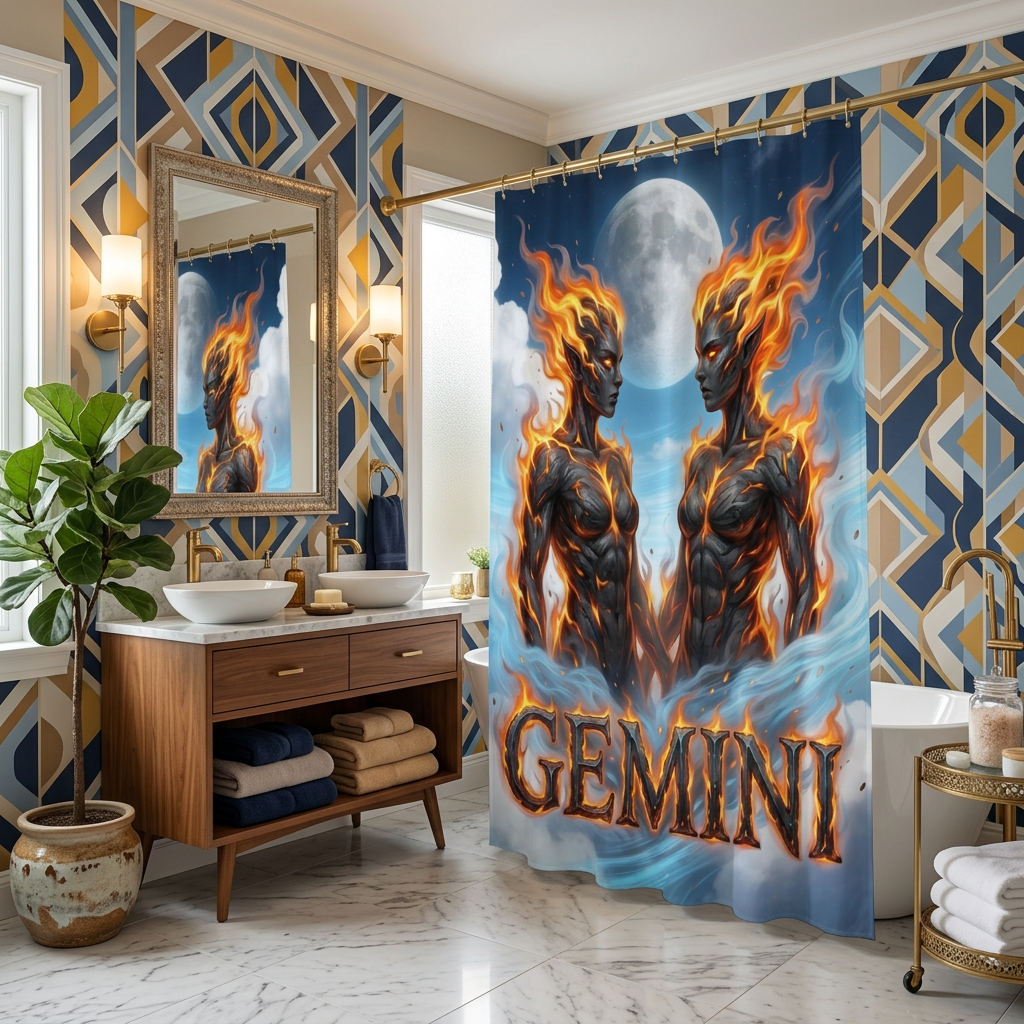 Copycat-Creations Gemini Zodiac Shower Curtain
