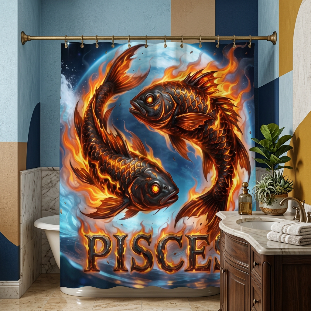 Copycat-Creations Pisces Zodiac Shower Curtain