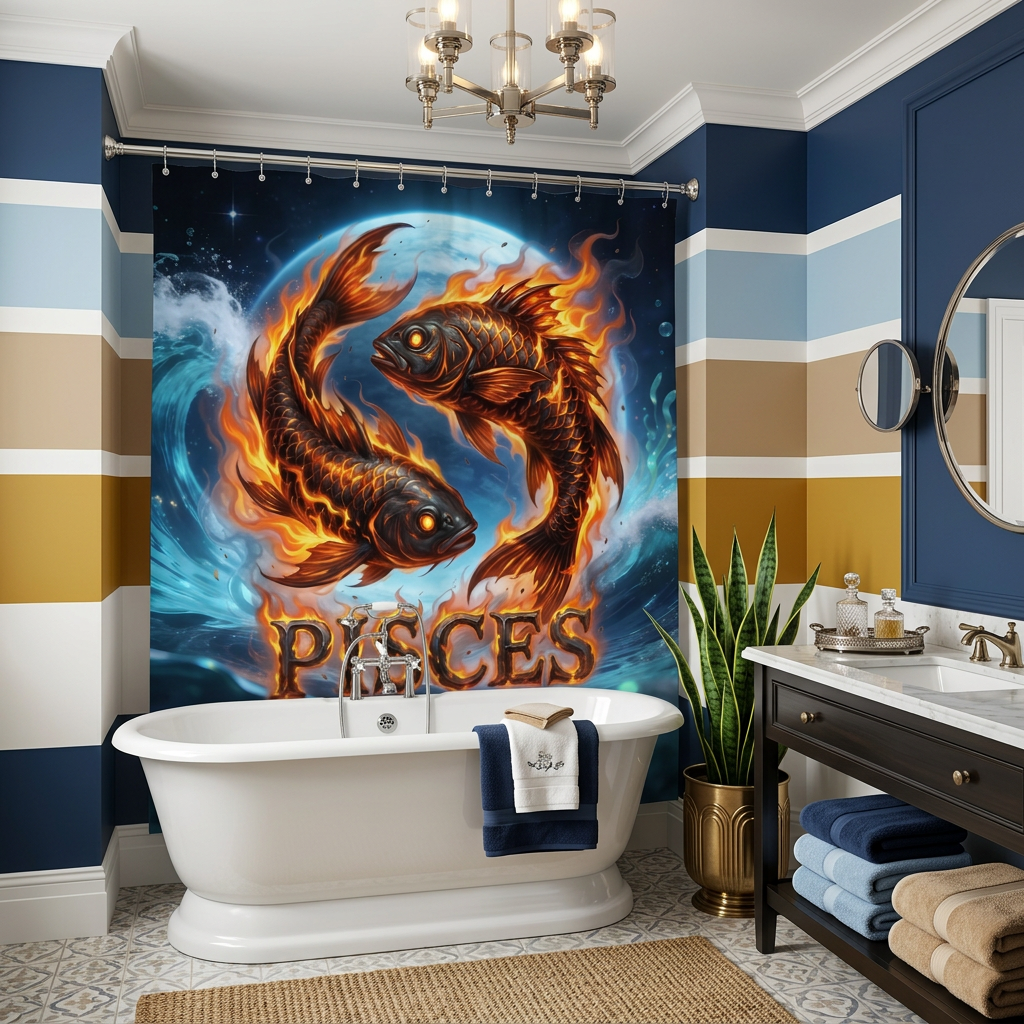 Copycat-Creations Pisces Zodiac Shower Curtain