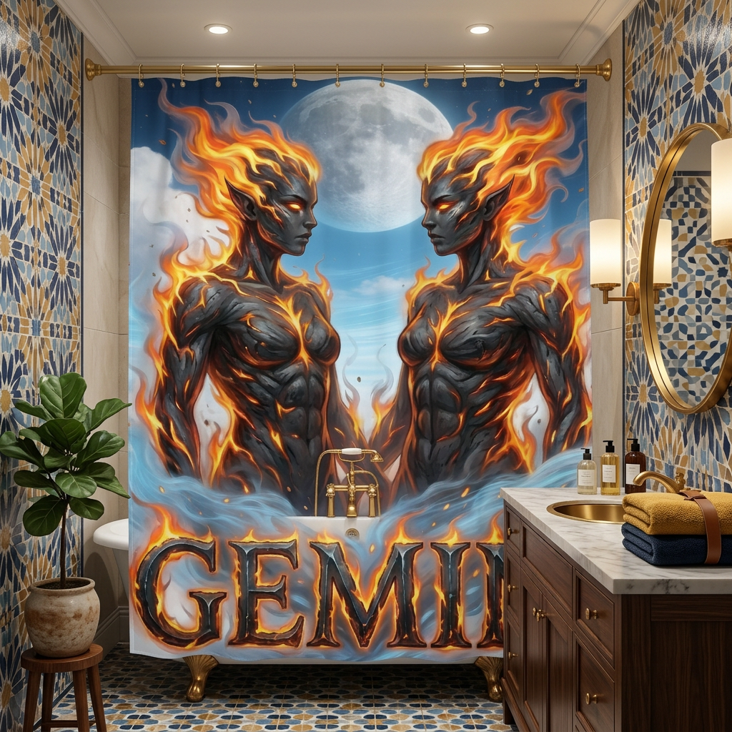 Copycat-Creations Gemini Zodiac Shower Curtain