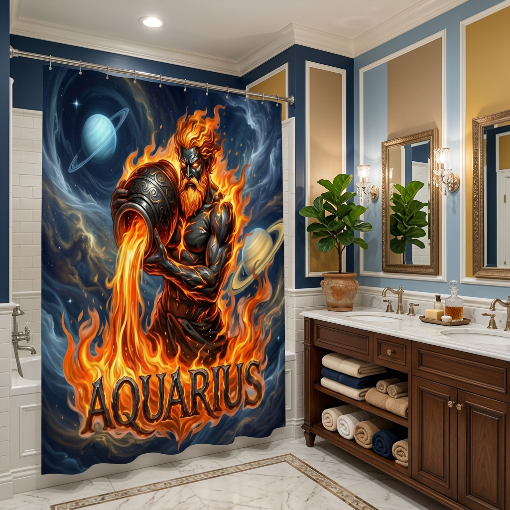 Copycat-Creations Aquarius Zodiac Shower Curtain