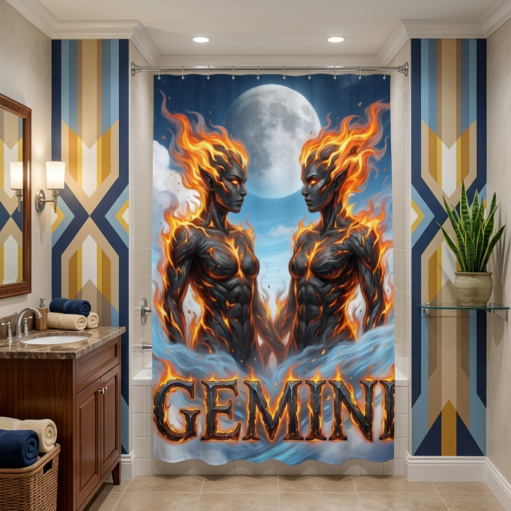 Copycat-Creations Gemini Zodiac Shower Curtain