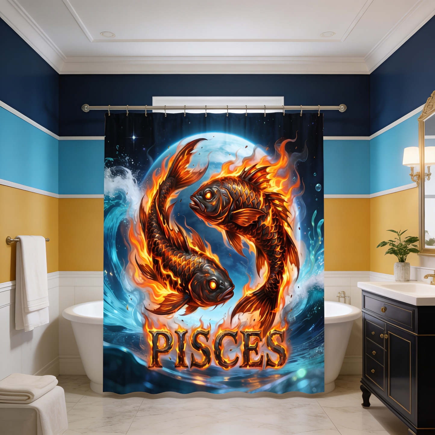 Copycat-Creations Pisces Zodiac Shower Curtain