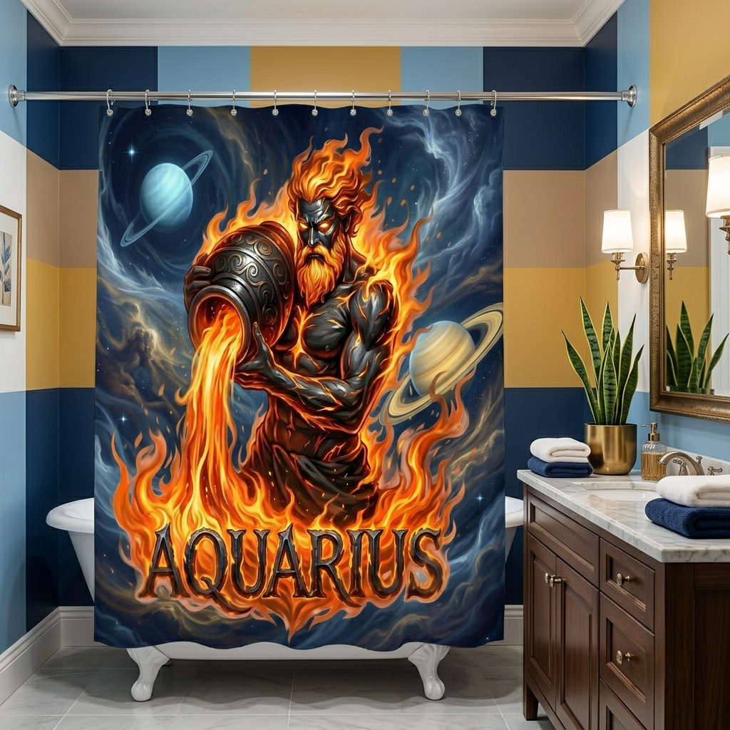 Copycat-Creations Aquarius Zodiac Shower Curtain