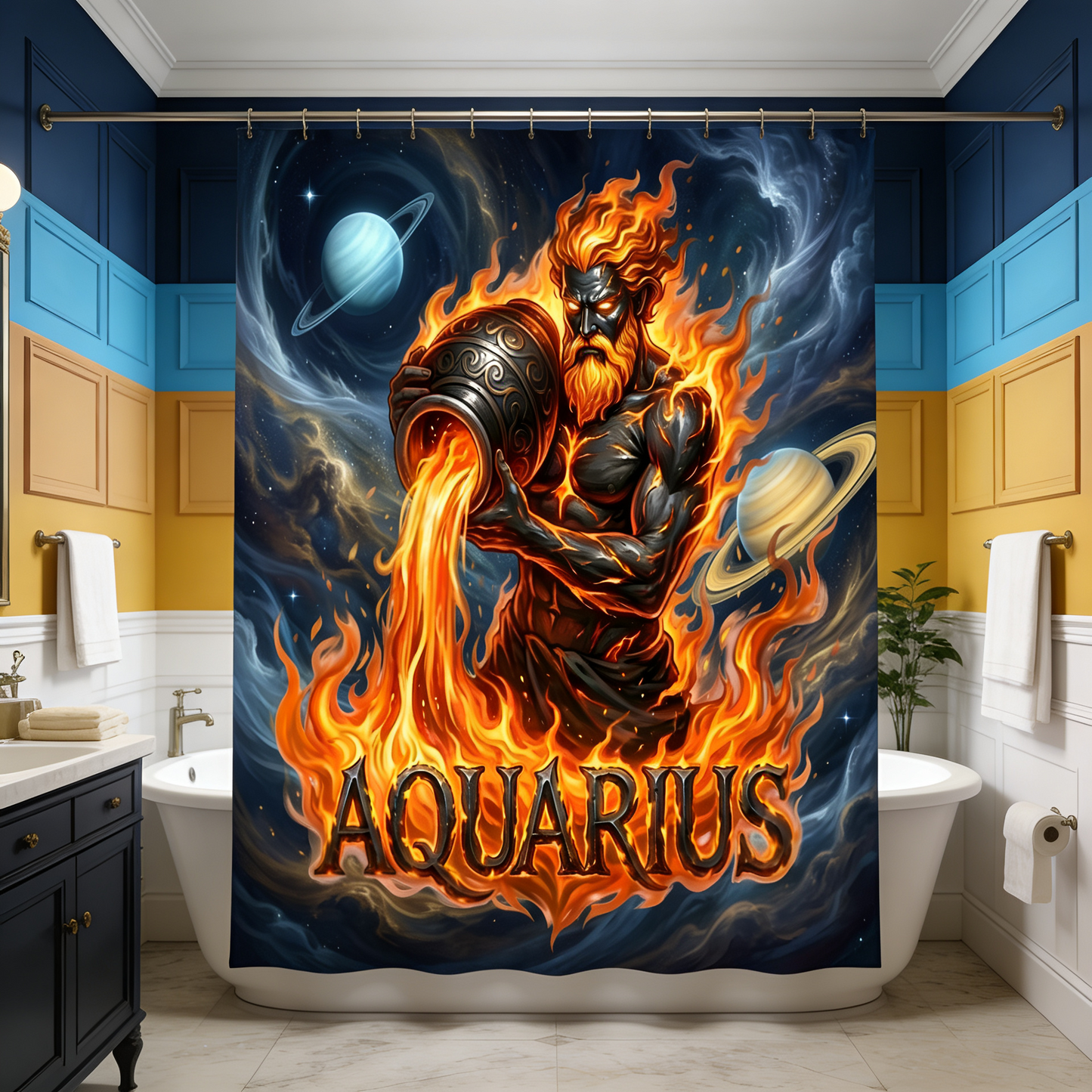 Copycat-Creations Aquarius Zodiac Shower Curtain