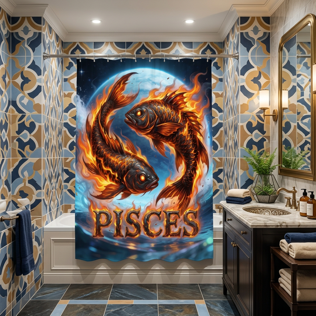 Copycat-Creations Pisces Zodiac Shower Curtain