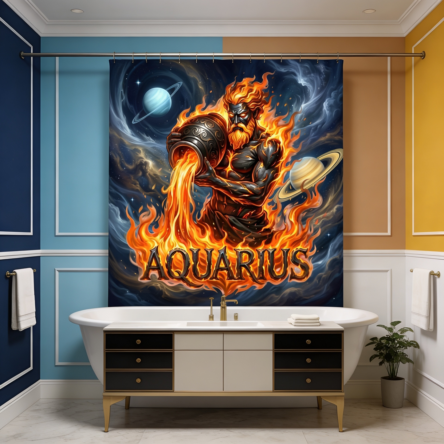 Copycat-Creations Aquarius Zodiac Shower Curtain