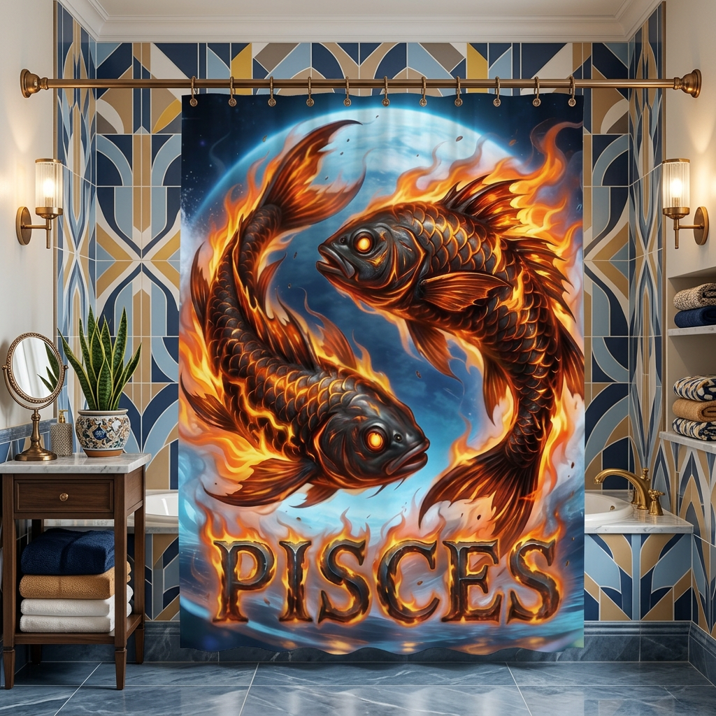 Copycat-Creations Pisces Zodiac Shower Curtain