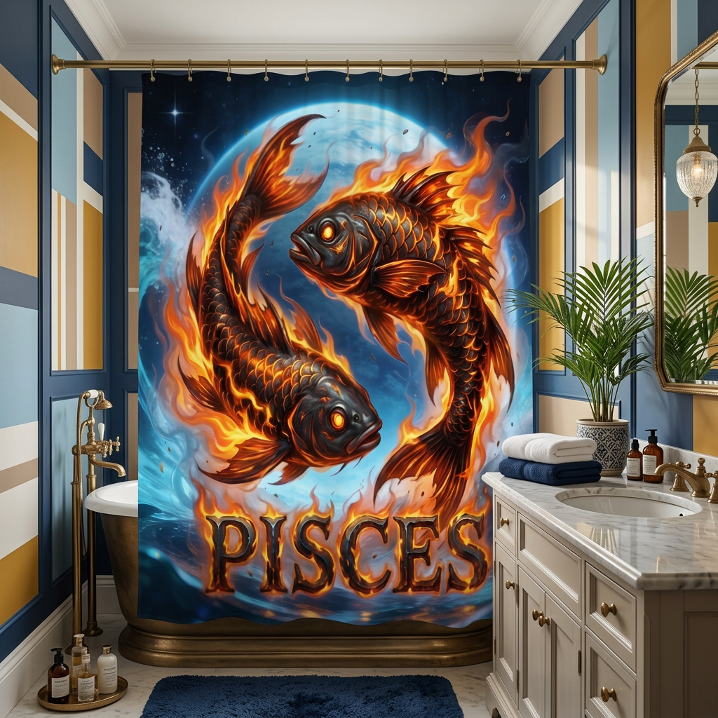 Copycat-Creations Pisces Zodiac Shower Curtain