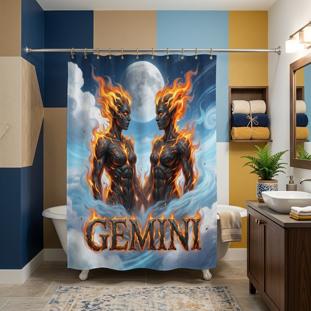 Copycat-Creations Gemini Zodiac Shower Curtain