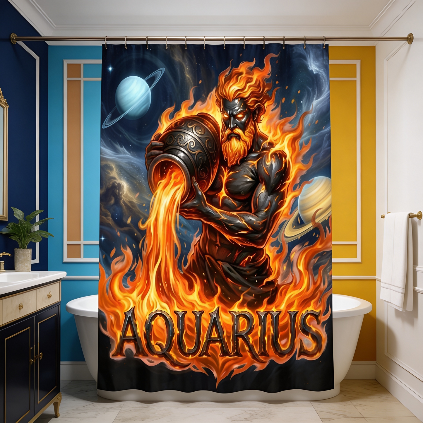 Copycat-Creations Aquarius Zodiac Shower Curtain