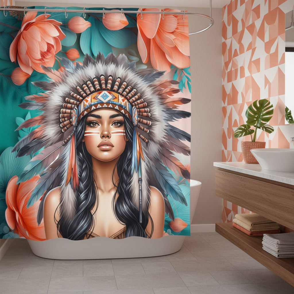 Copycat-Creations Indigenous Goddess Shower Curtain