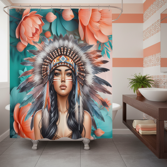 Copycat-Creations Indigenous Goddess Shower Curtain